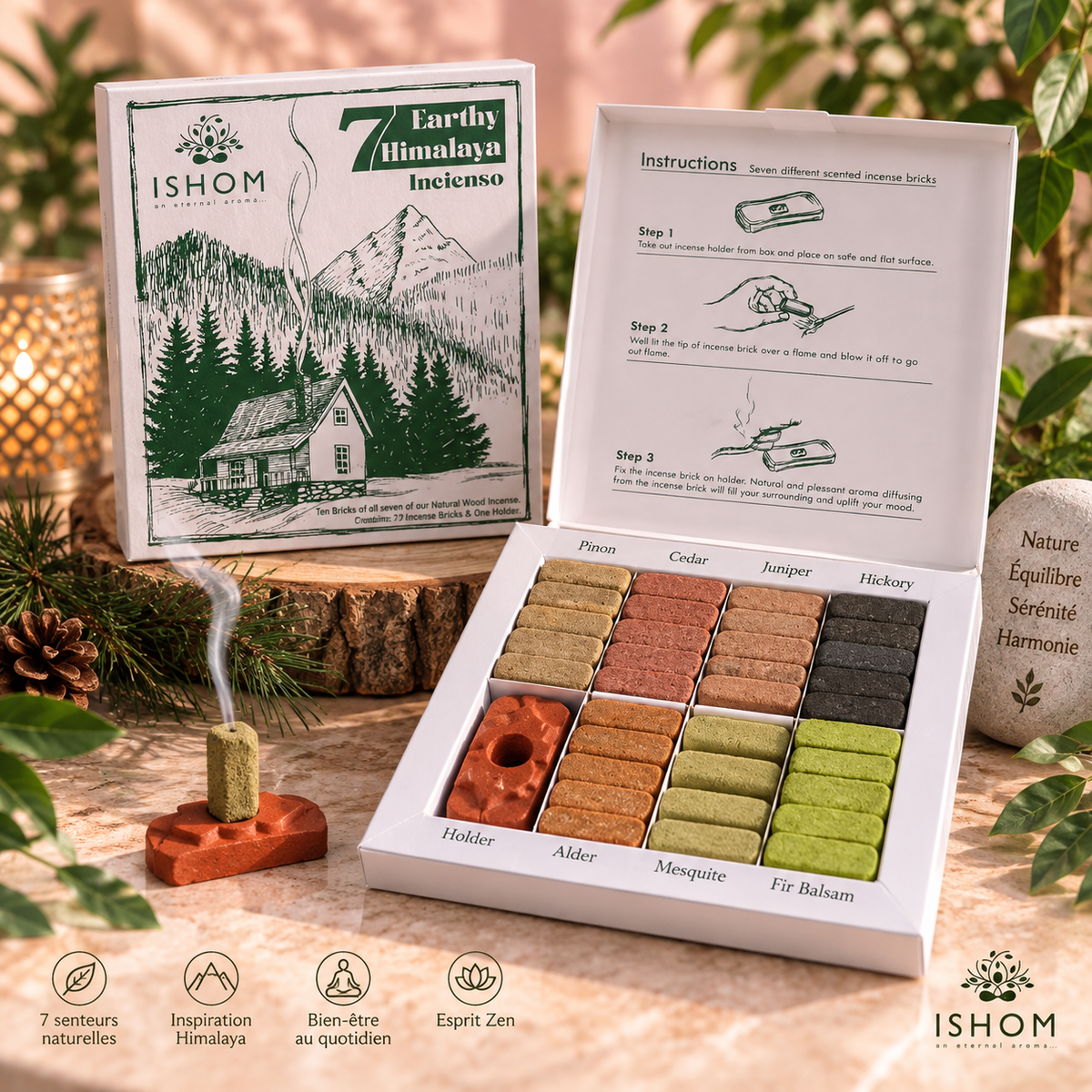 Coffret 7 Encens Terreux de l’Himalaya – 70 Briques