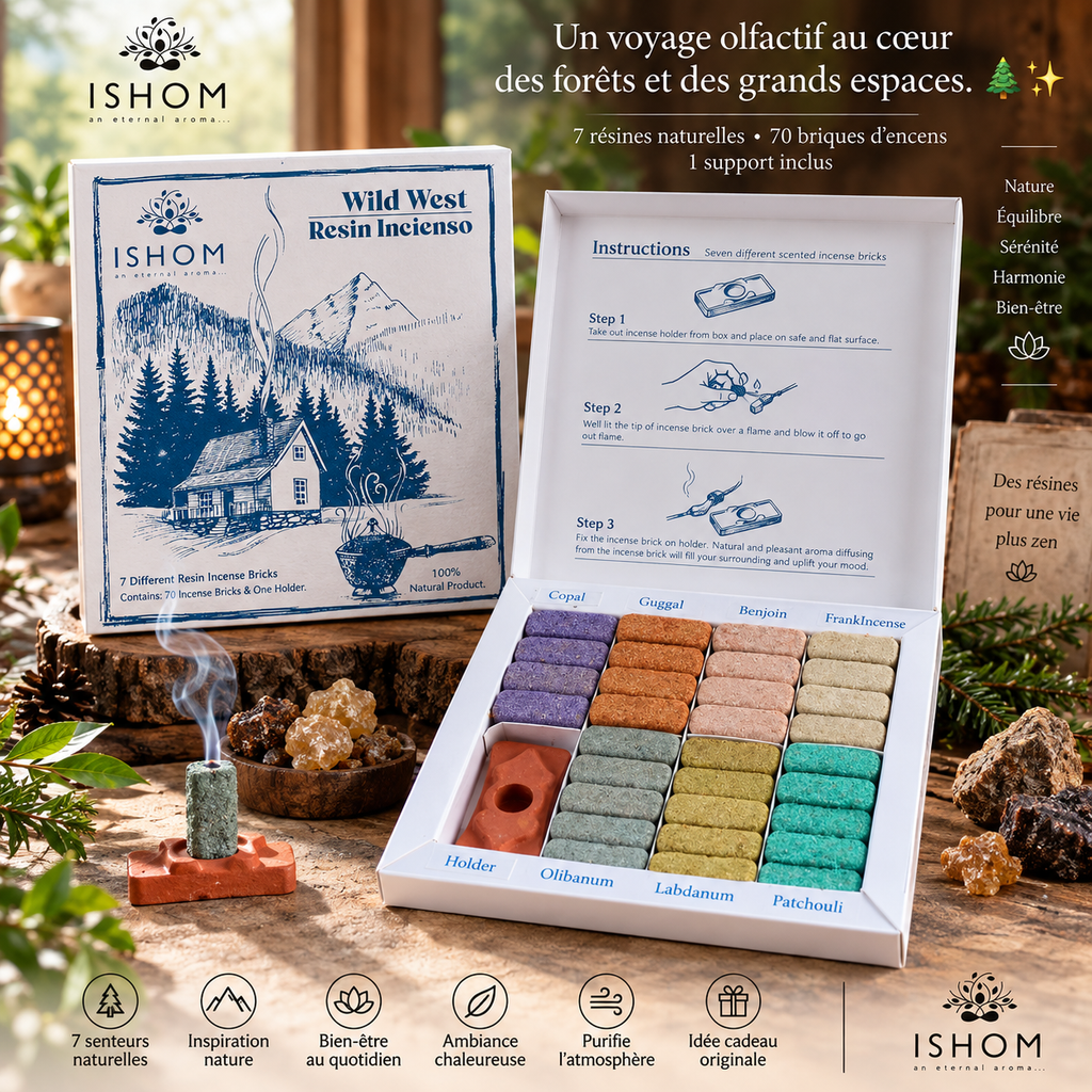 Coffret de 70 Briques D'Encens Naturel & Brûleur - Le Far West