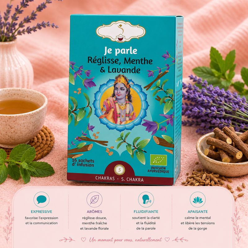 Tisane bio matinale "JE PARLE" - Moment de détente et de stabilité - 5e chakra