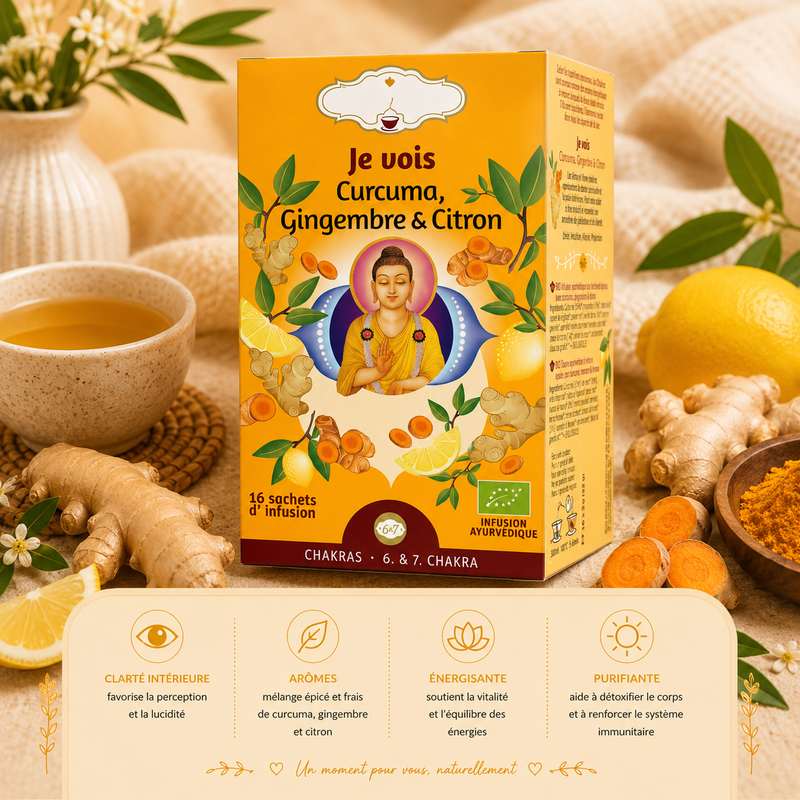 Tisane bio matinale "JE VOIS" - Favorise la clarté spirituelle et la paix intérieure - 6e & 7e chakra