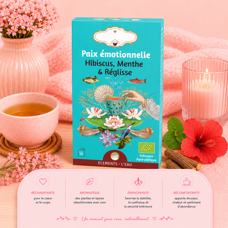Tisane bio "PAIX ÉMOTIONNELLE" - Eau - Apaisante & réconfortante - Terreuse & parfumée