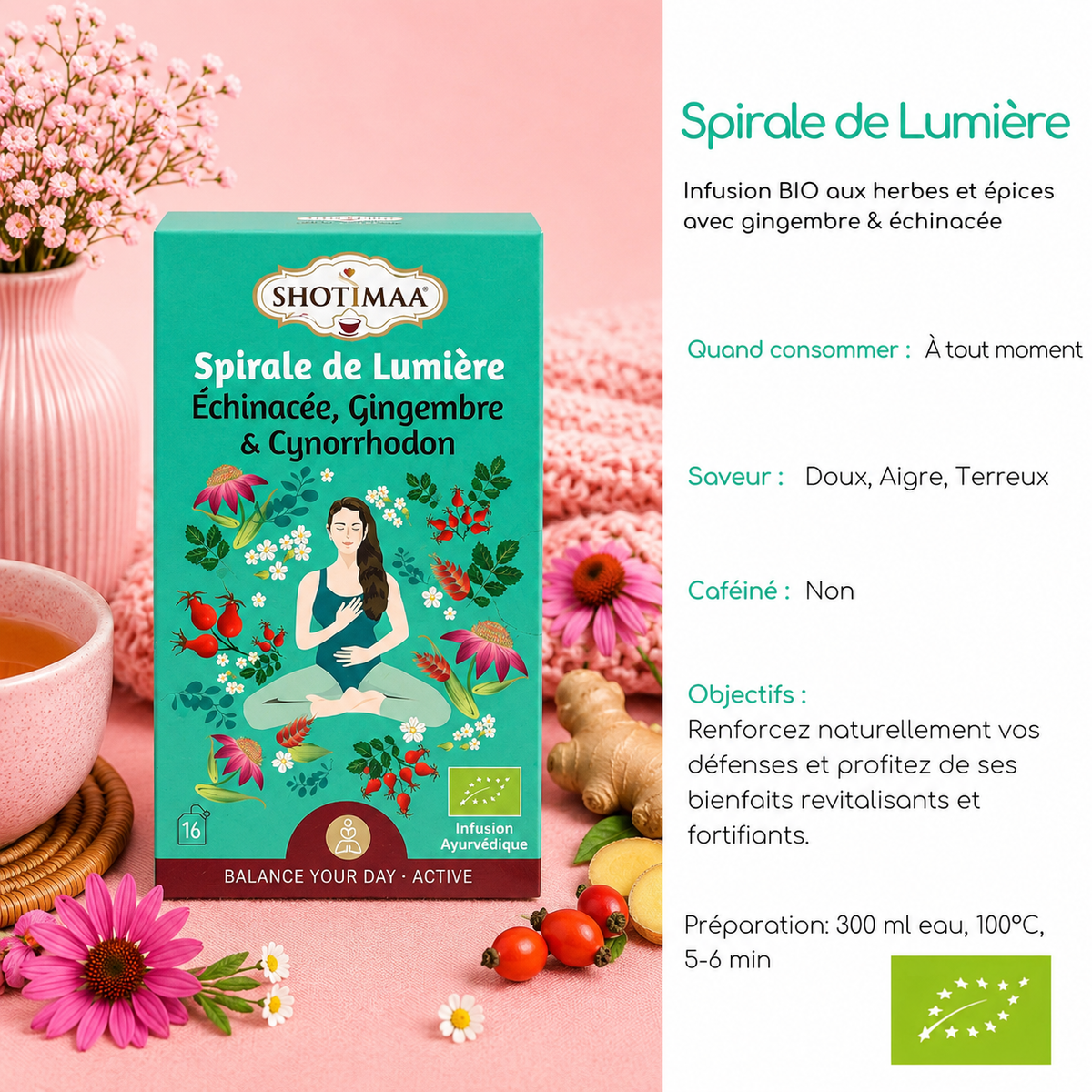 Tisane bio "SPIRALE DE LUMIÈRE" - Revitalisante & harmonieuse