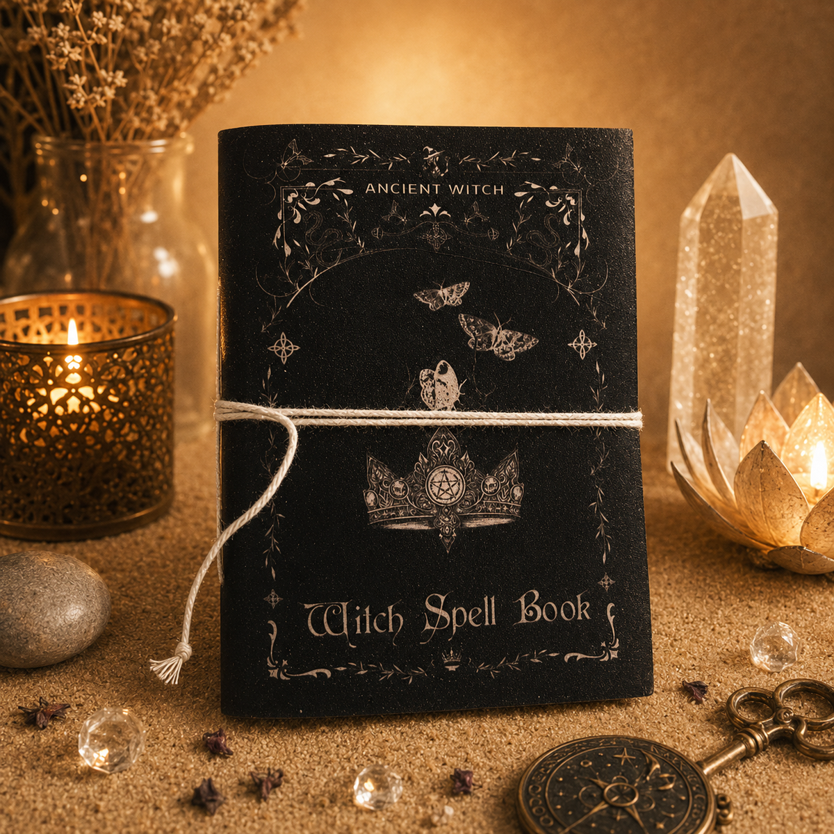 Carnets rituels sorcière en cuir assortis (15 x 11,5 cm) - 5 modèles
