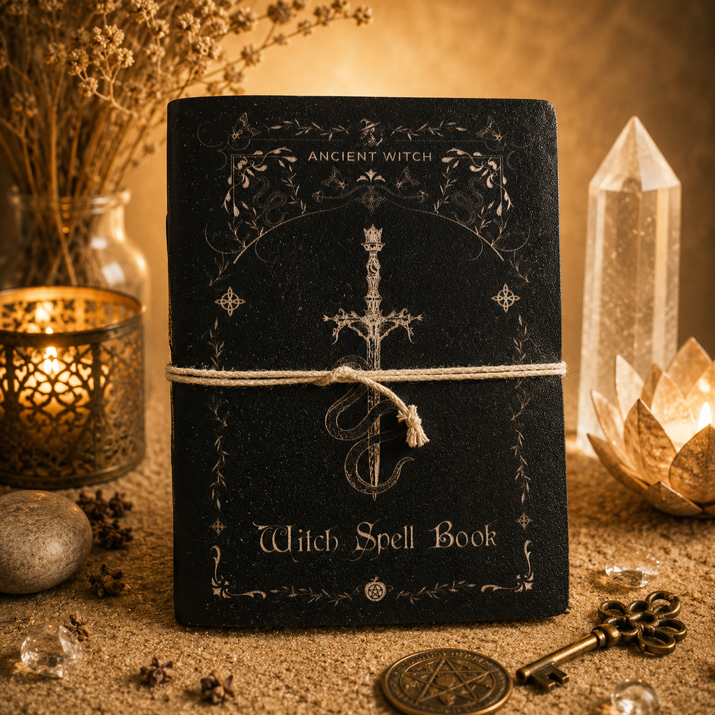 Carnets rituels sorcière en cuir assortis (15 x 11,5 cm) - 5 modèles