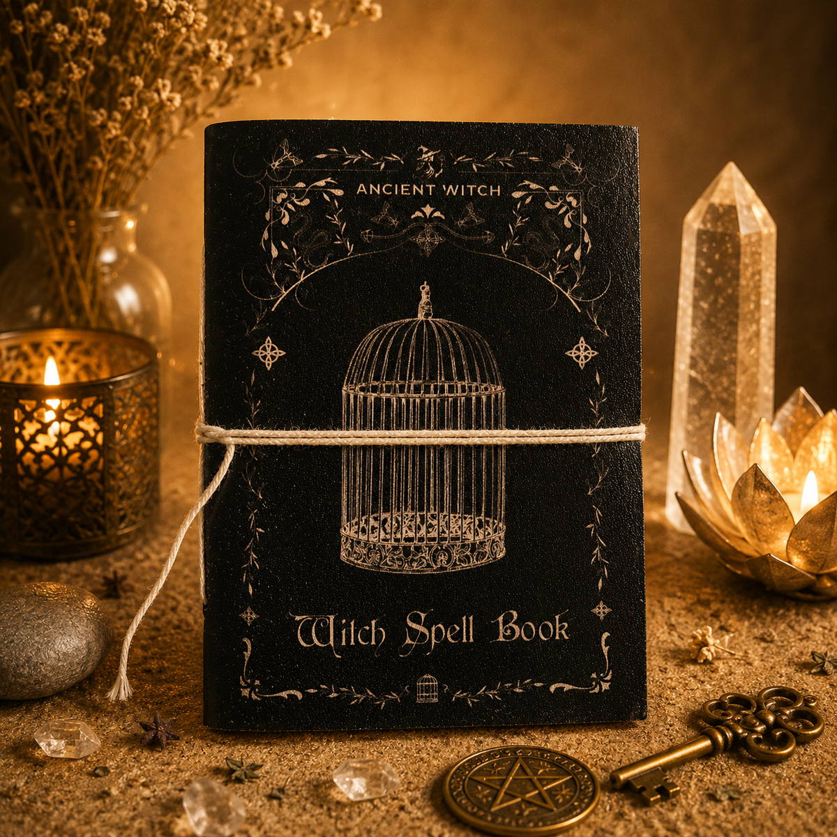 Carnets rituels sorcière en cuir assortis (15 x 11,5 cm) - 5 modèles