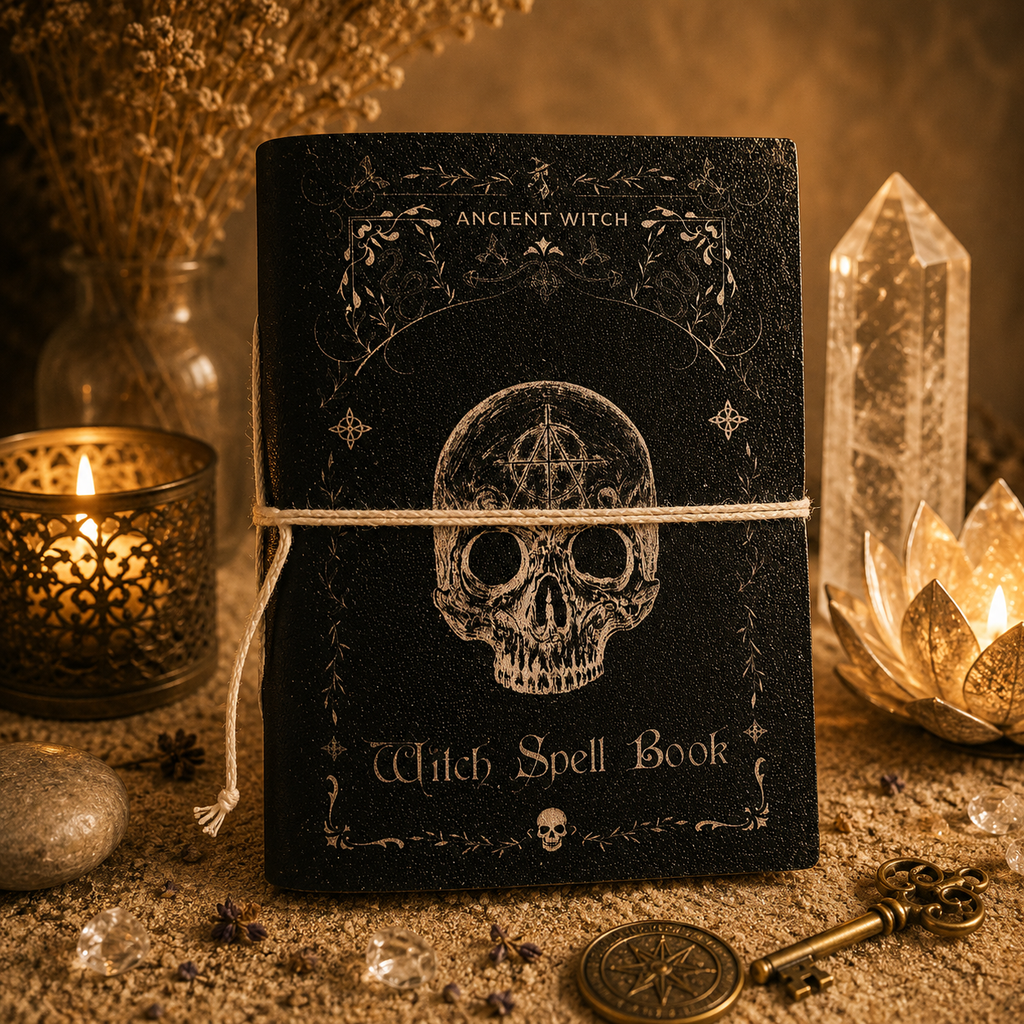 Carnets rituels sorcière en cuir assortis (15 x 11,5 cm) - 5 modèles