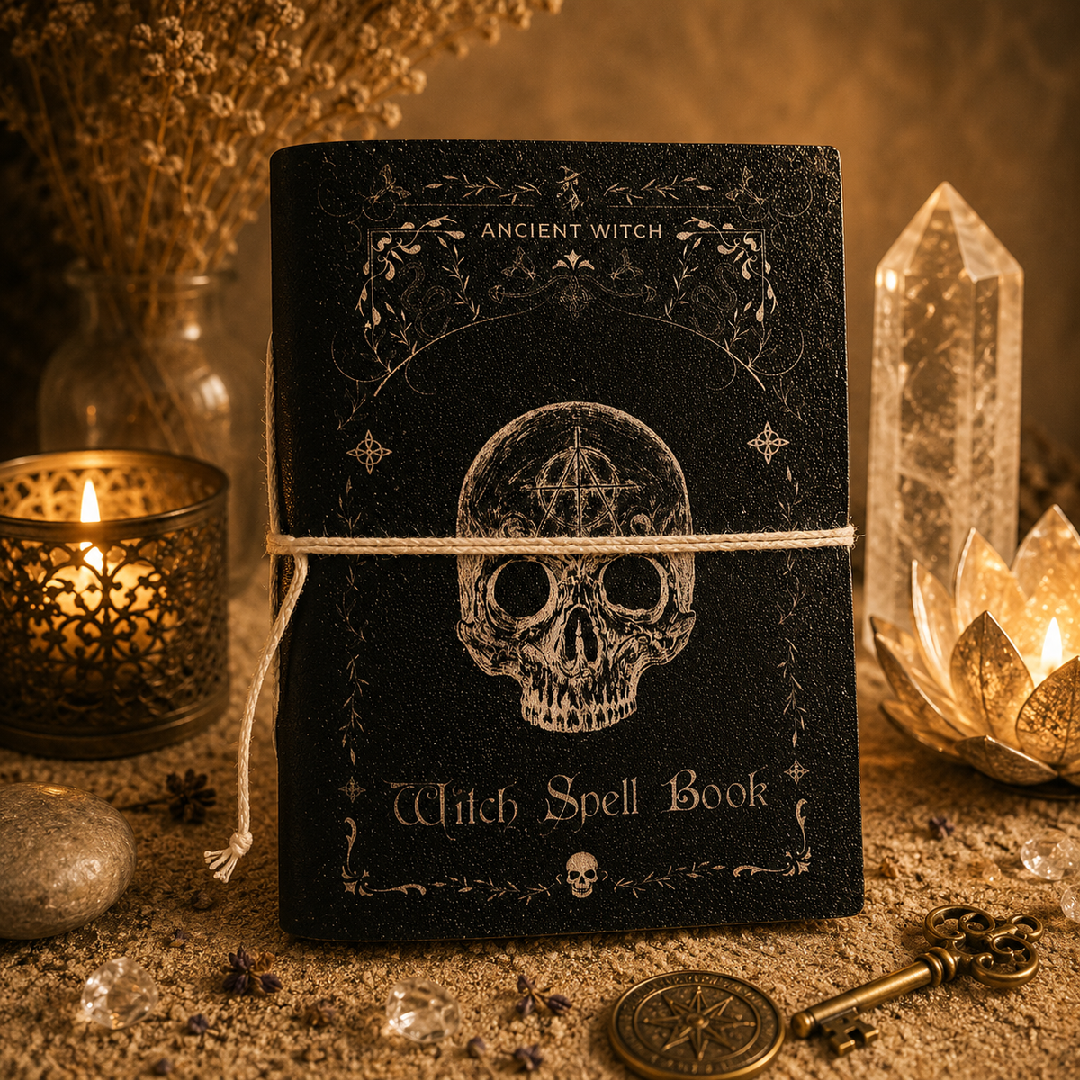 Carnets rituels sorcière en cuir assortis (15 x 11,5 cm) - 5 modèles