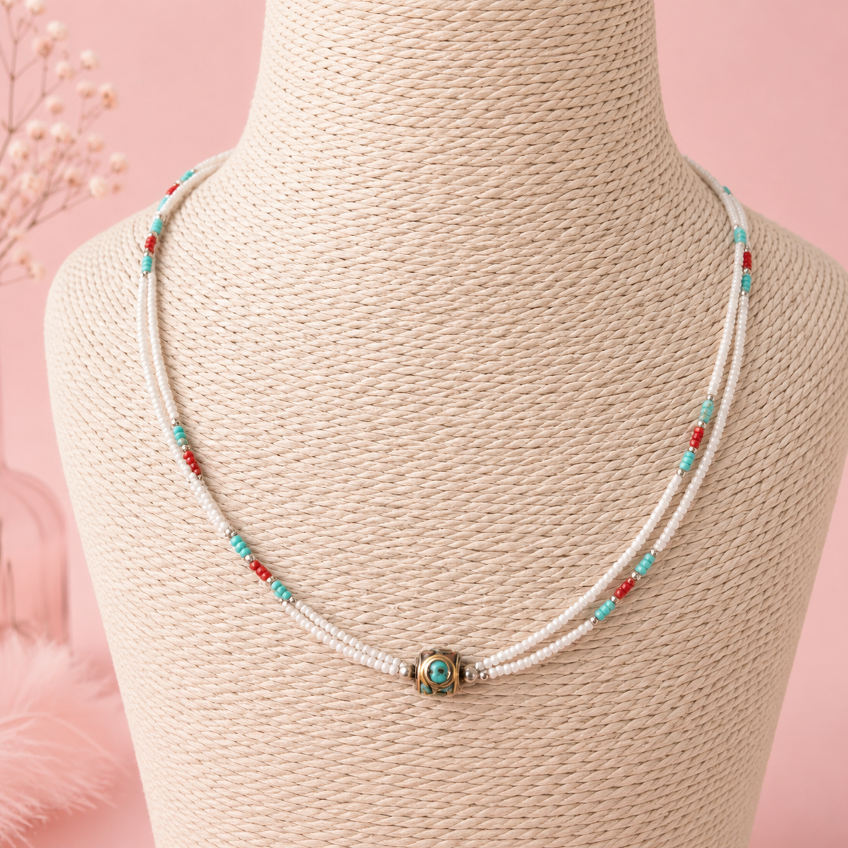 Collier népalais en perles extra-fines - 2 rangées - Plusieurs variantes