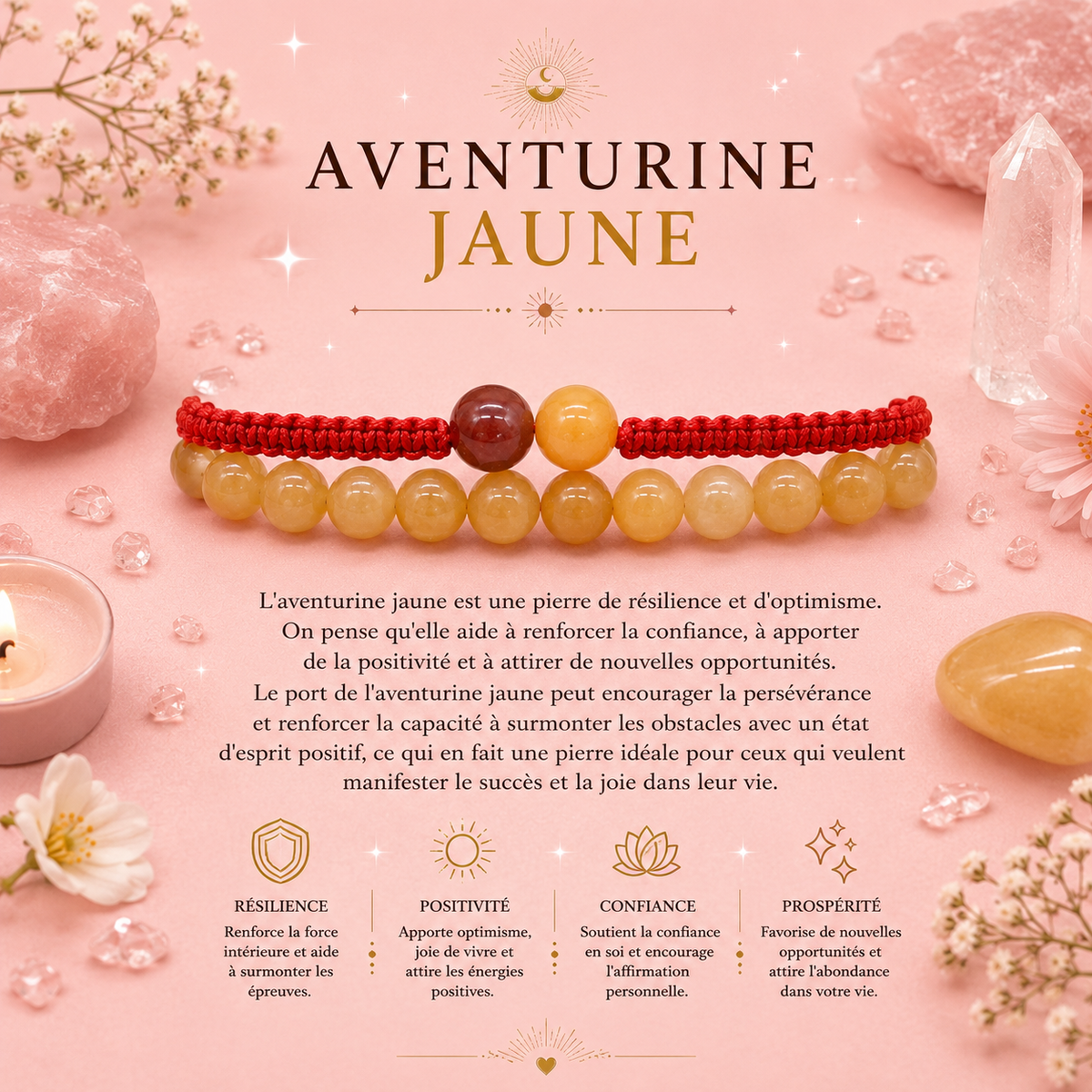 Bracelets double puissance avec pierres précieuses - Aventurine jaune