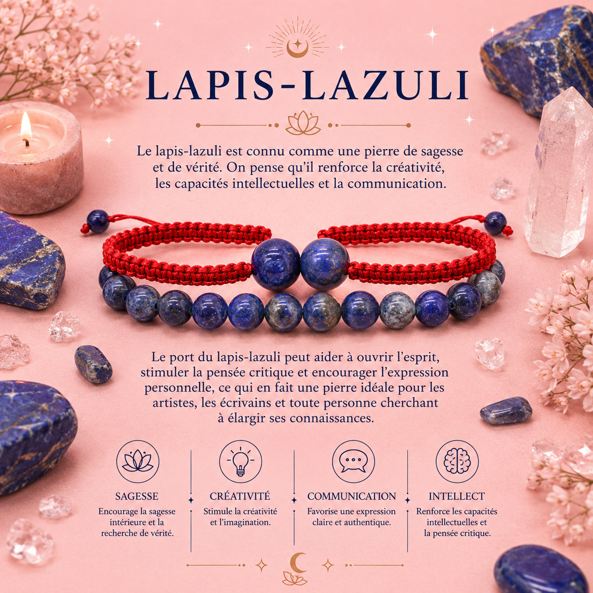 Bracelets double puissance avec pierres précieuses - Lapis lazuli