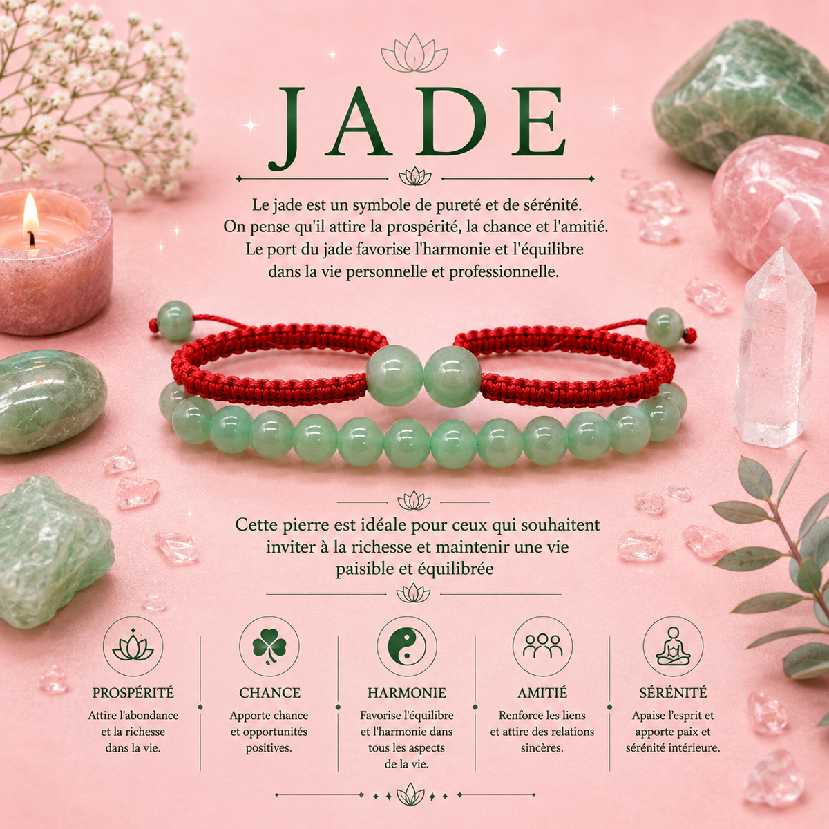 Bracelets double puissance avec pierres précieuses - Jade