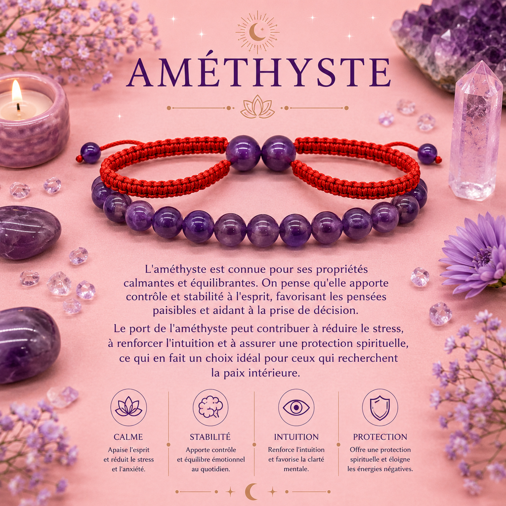 Bracelets double puissance avec pierres précieuses - Améthyste
