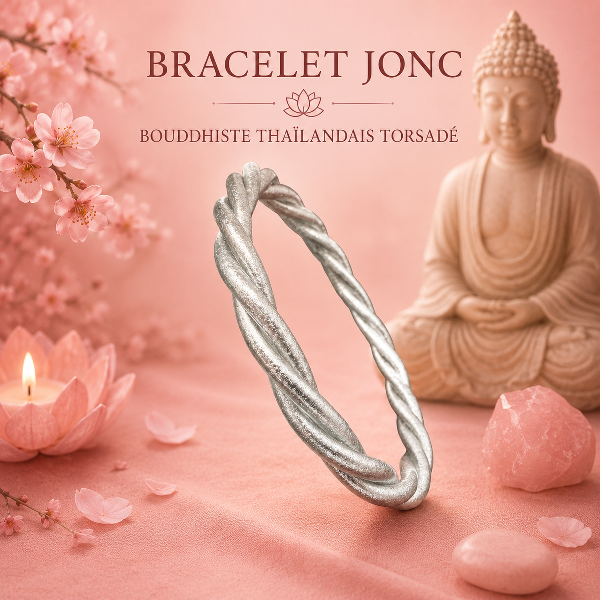 Bracelet Jonc Bouddhiste thaïlandais Torsadé (plusieurs variantes)