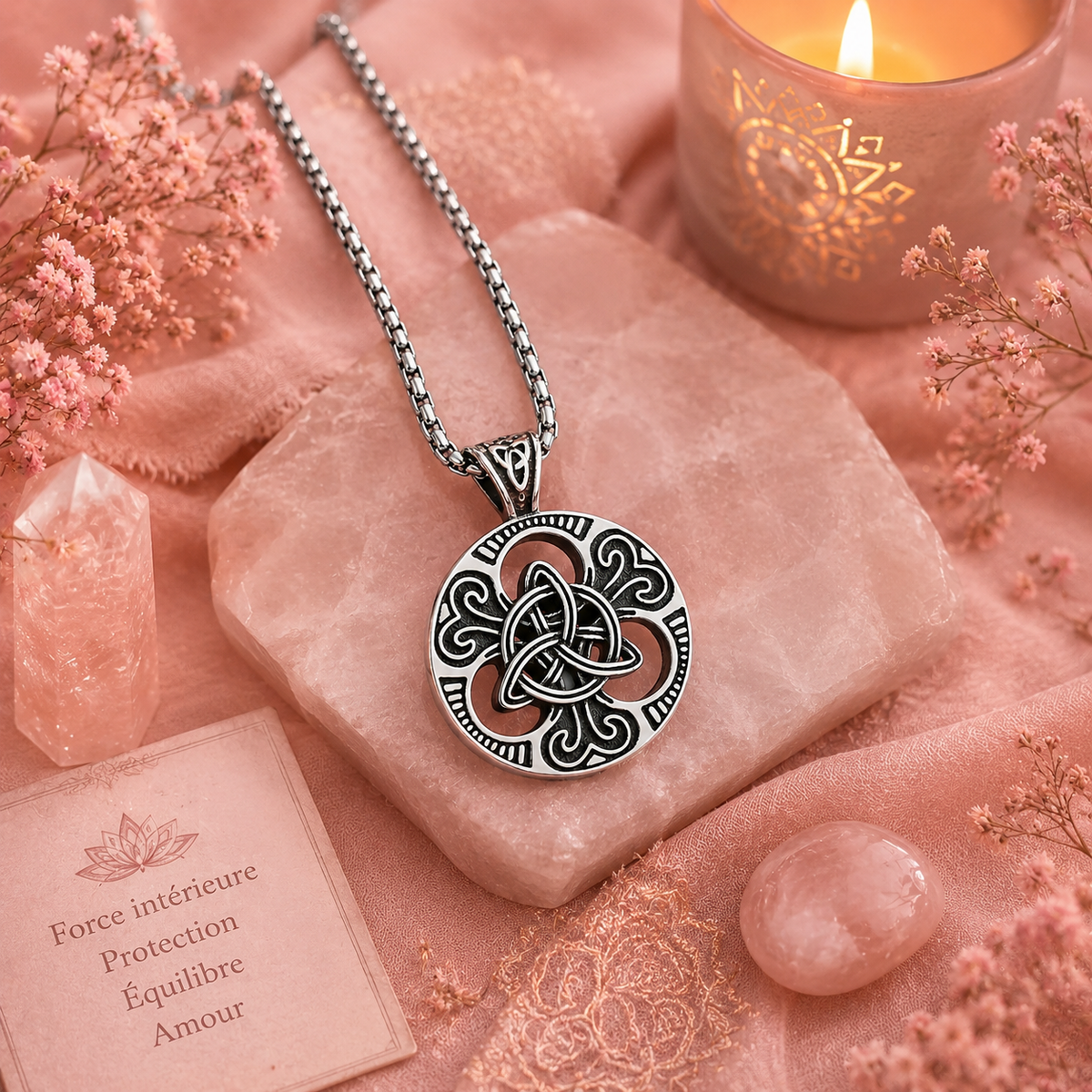 Collier à nœud d'amour irlandais de style viking pour homme (2 variantes)