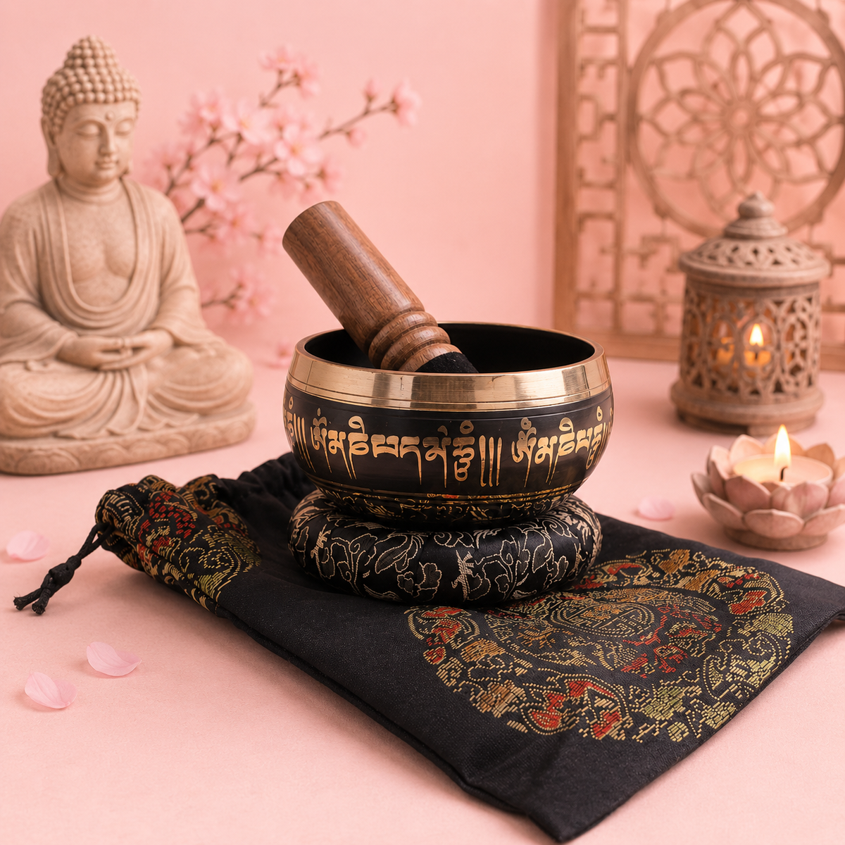 Ensemble de Bols chantants tibétains au choix – FLEUR DE LOTUS - FLEUR DE VIE - YOGA OM