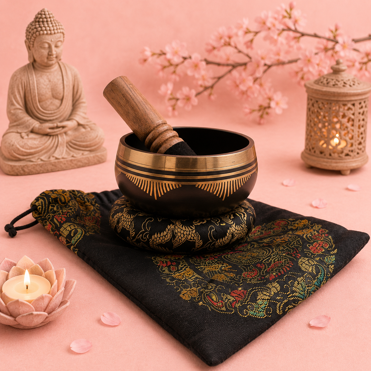 Ensemble de Bols chantants tibétains au choix – FLEUR DE LOTUS - FLEUR DE VIE - YOGA OM