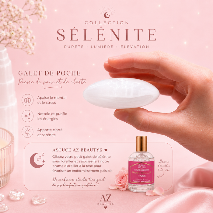 Pierre de sélénite polie (plusieurs modèles)