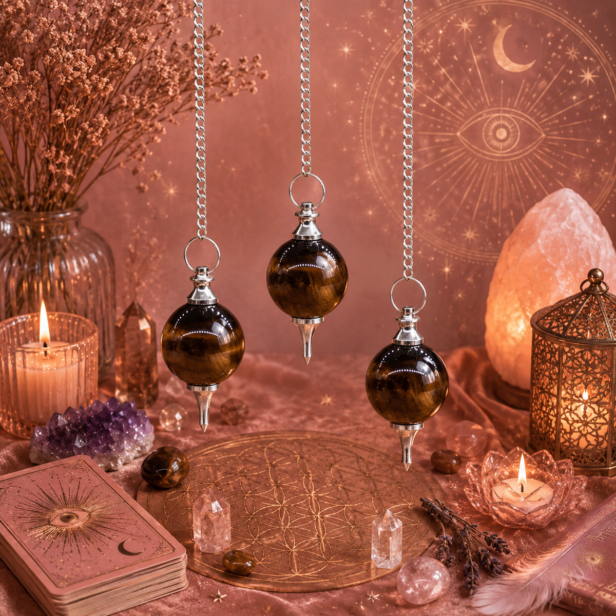 Pendule Sphère - Pierres semi-précieuses (plusieurs variantes)