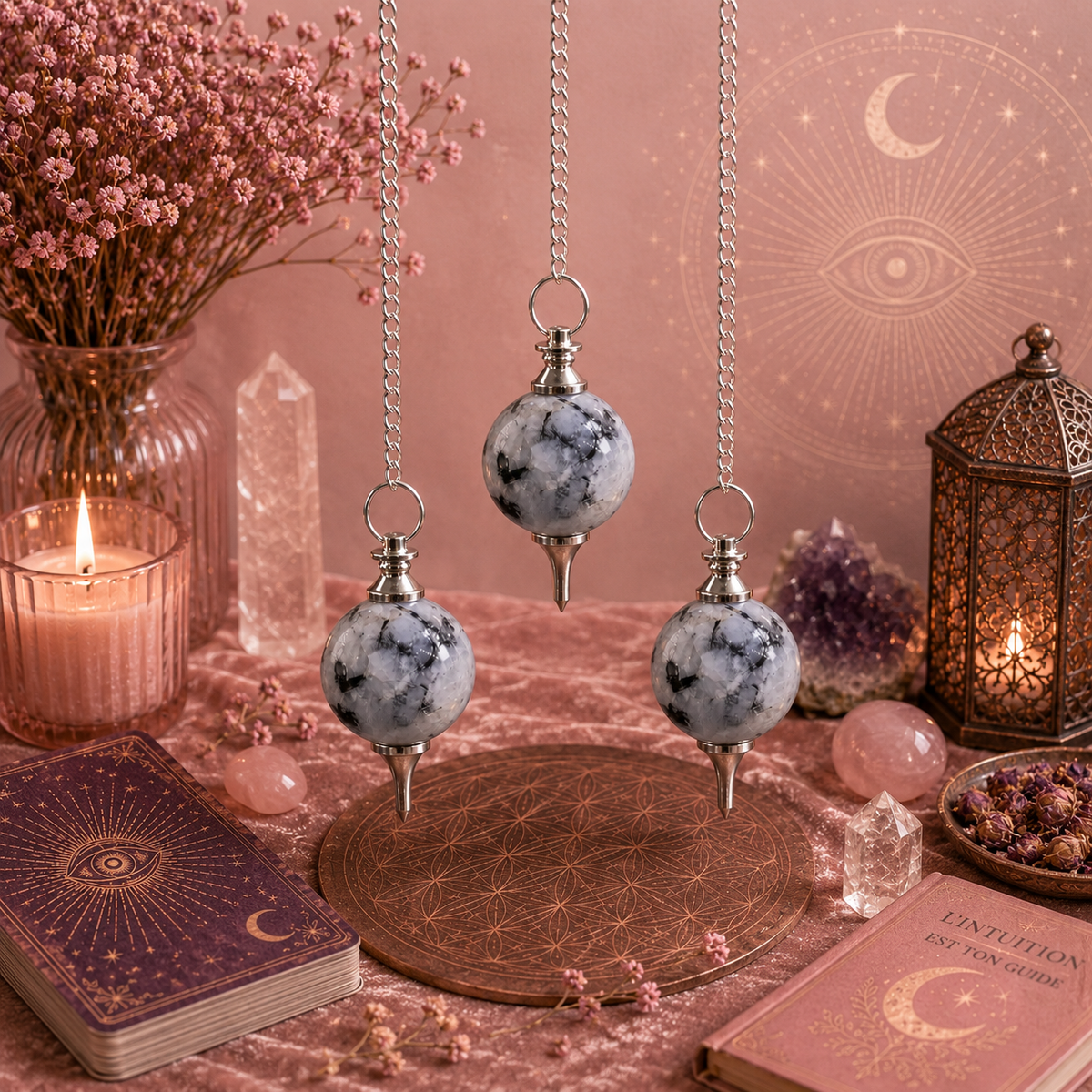 Pendule Sphère - Pierres semi-précieuses (plusieurs variantes)