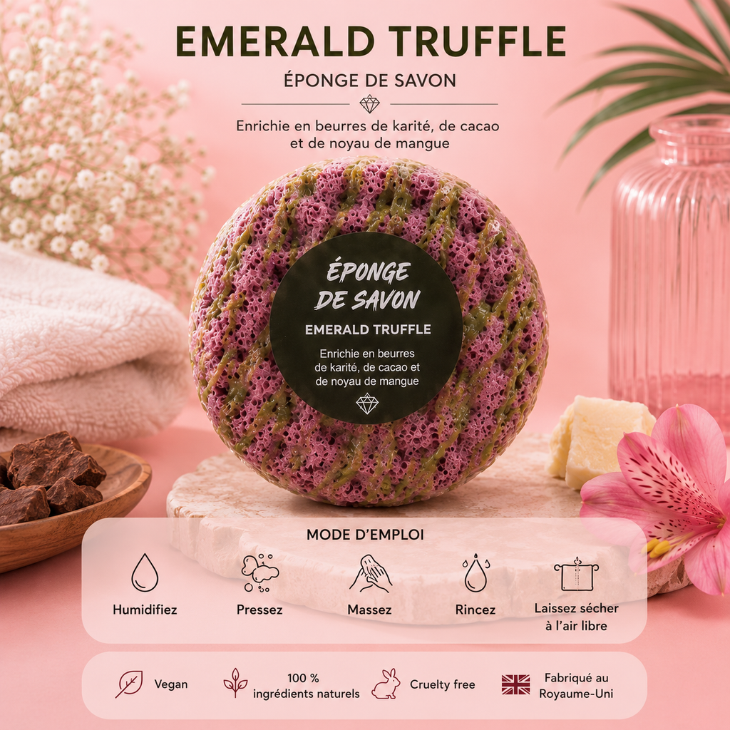 Éponges savonneuses exfoliantes au triple beurre – Nettoie, exfolie, nourrit (plusieurs variantes)