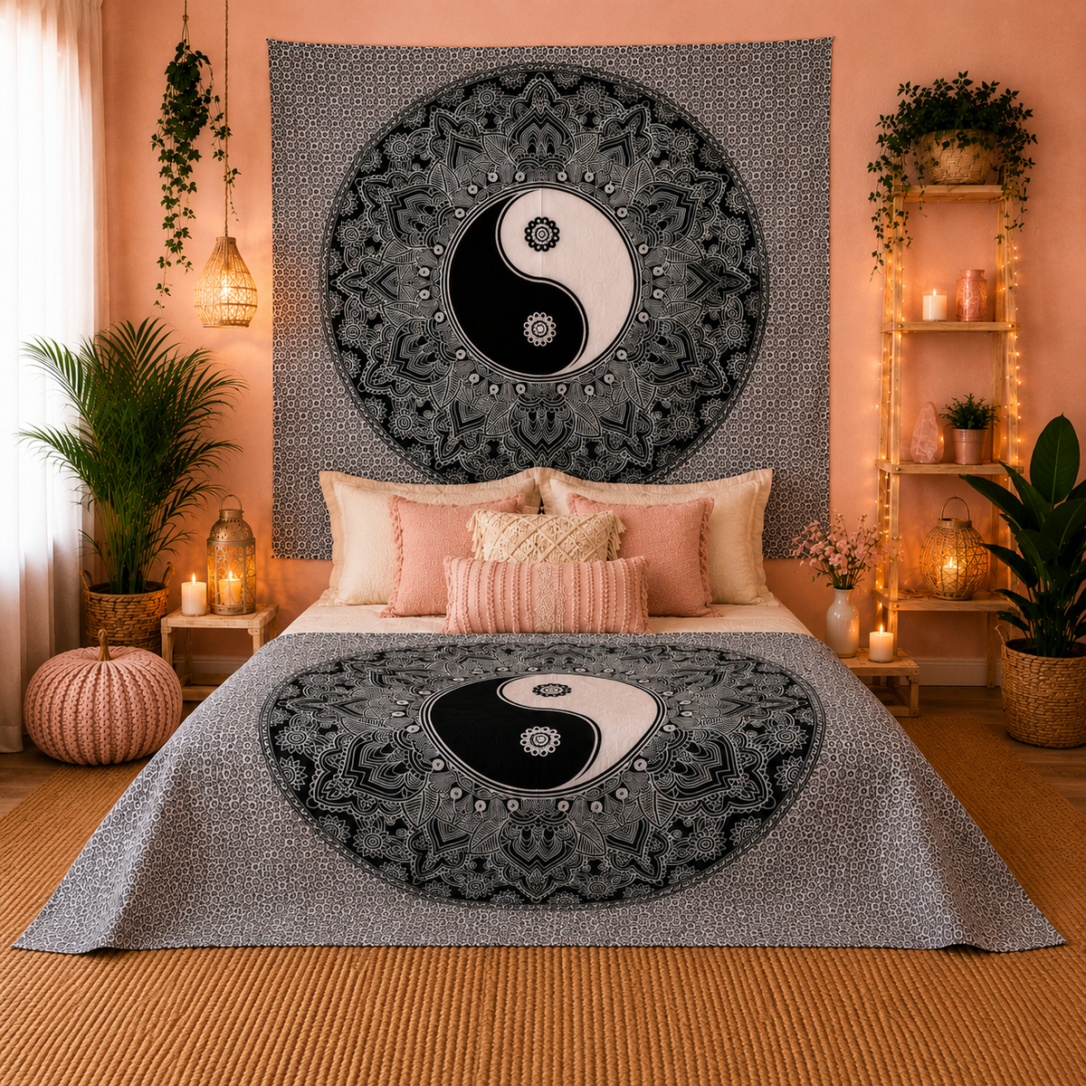 Couvre-lit ou Tenture murale en coton - N&B - Plusieurs modèles (200x230 cm)