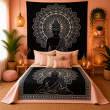 Couvre-lit ou Tenture murale en coton - N&B - Plusieurs modèles (200x230 cm)