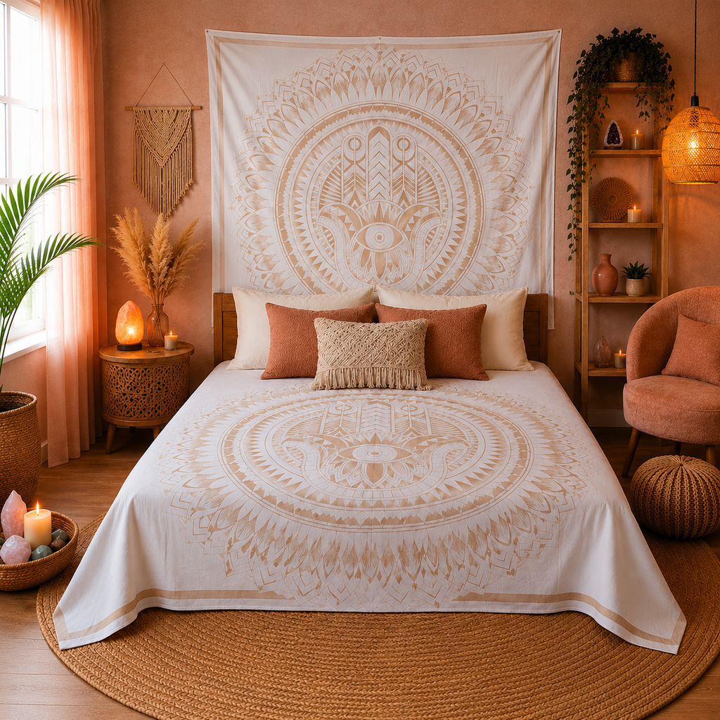 Couvre-lit ou Tenture murale en coton - Main de Fatma - (200x230 cm)