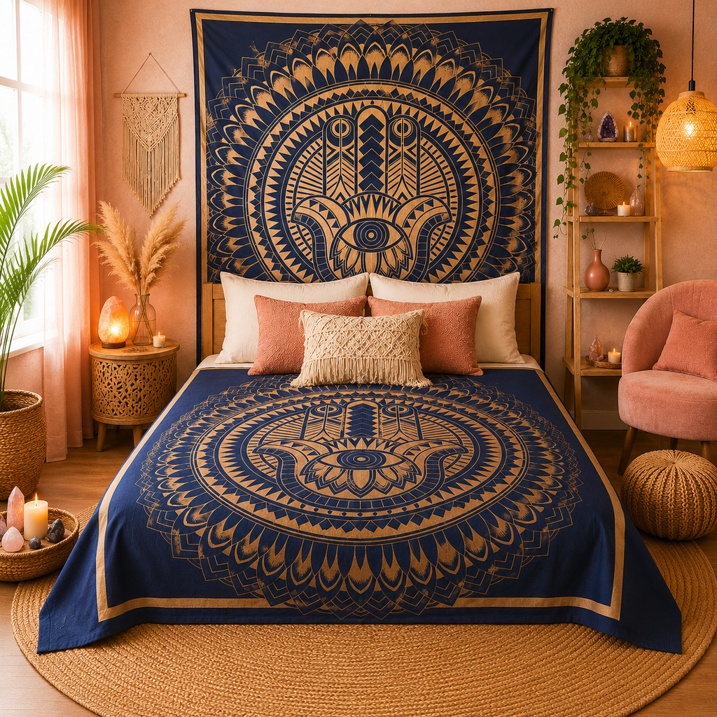 Couvre-lit ou Tenture murale en coton - Main de Fatma - (200x230 cm)