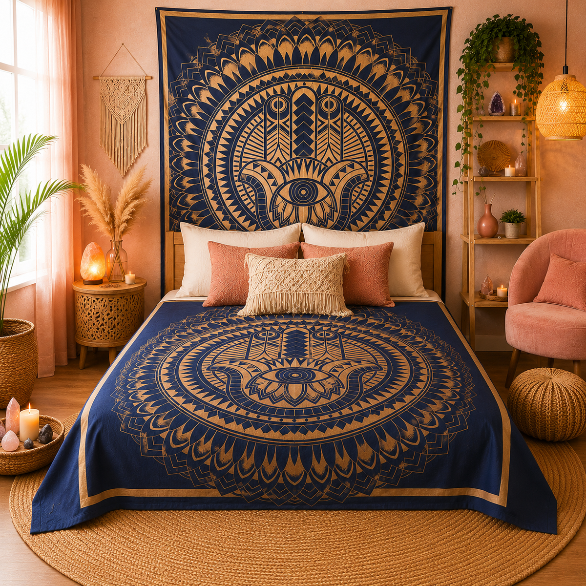 Couvre-lit ou Tenture murale en coton - Main de Fatma - (200x230 cm)
