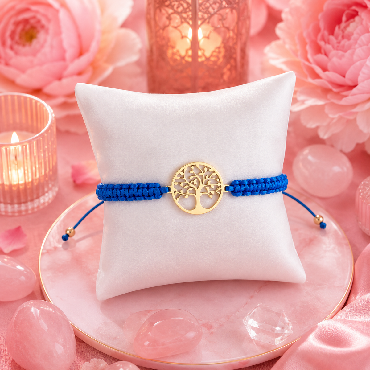 Bracelet Arbre de Vie macramé - Plaqué or 18 K