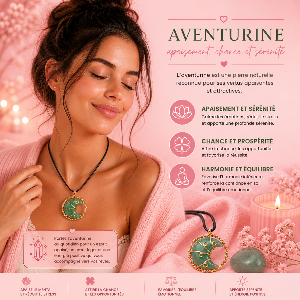 Collier & pendentif en forme de lune (plusieurs variantes)
