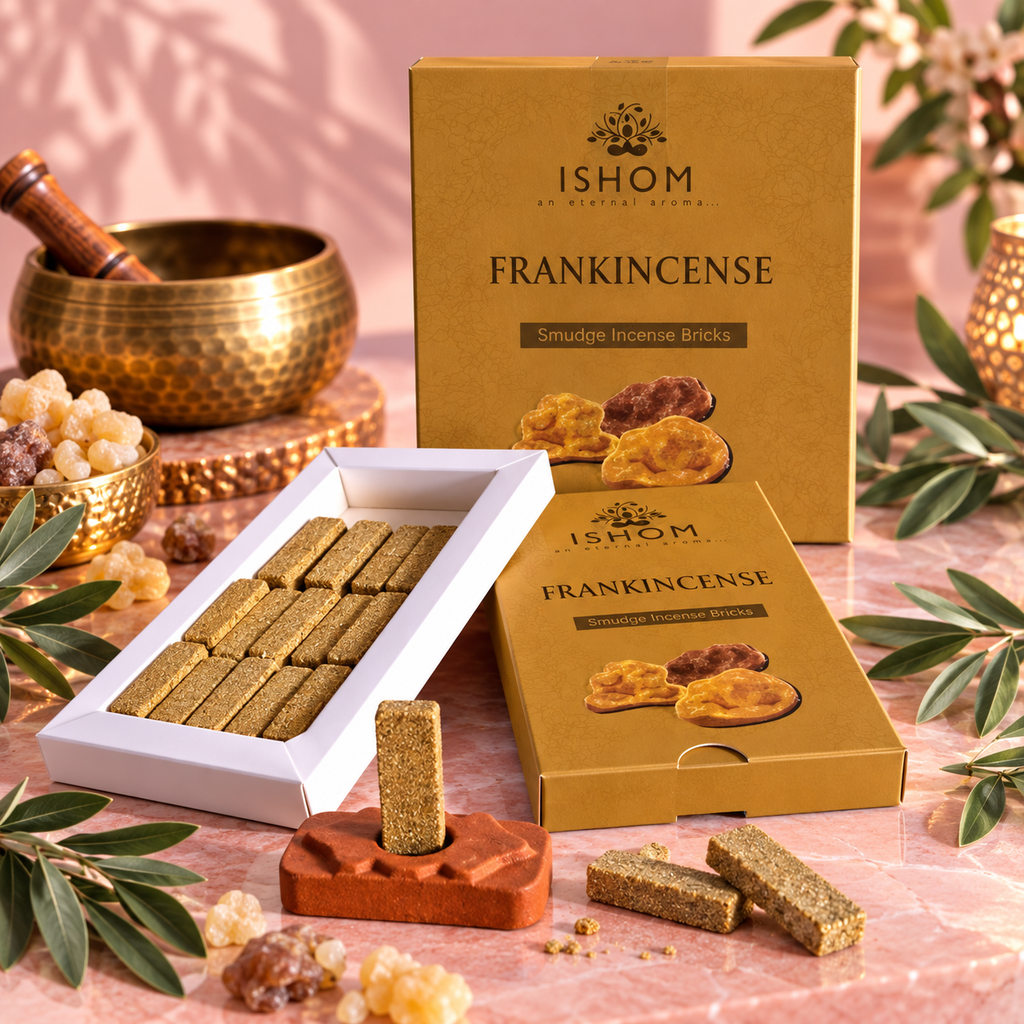 Briques d'encens naturel & support en terre cuite - 5 senteurs