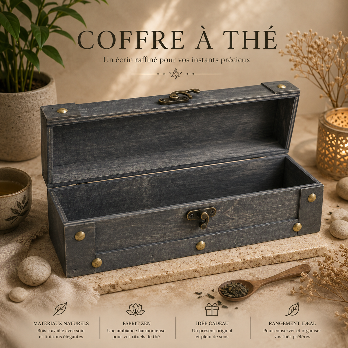 Coffre à thé long (plusieurs variantes)