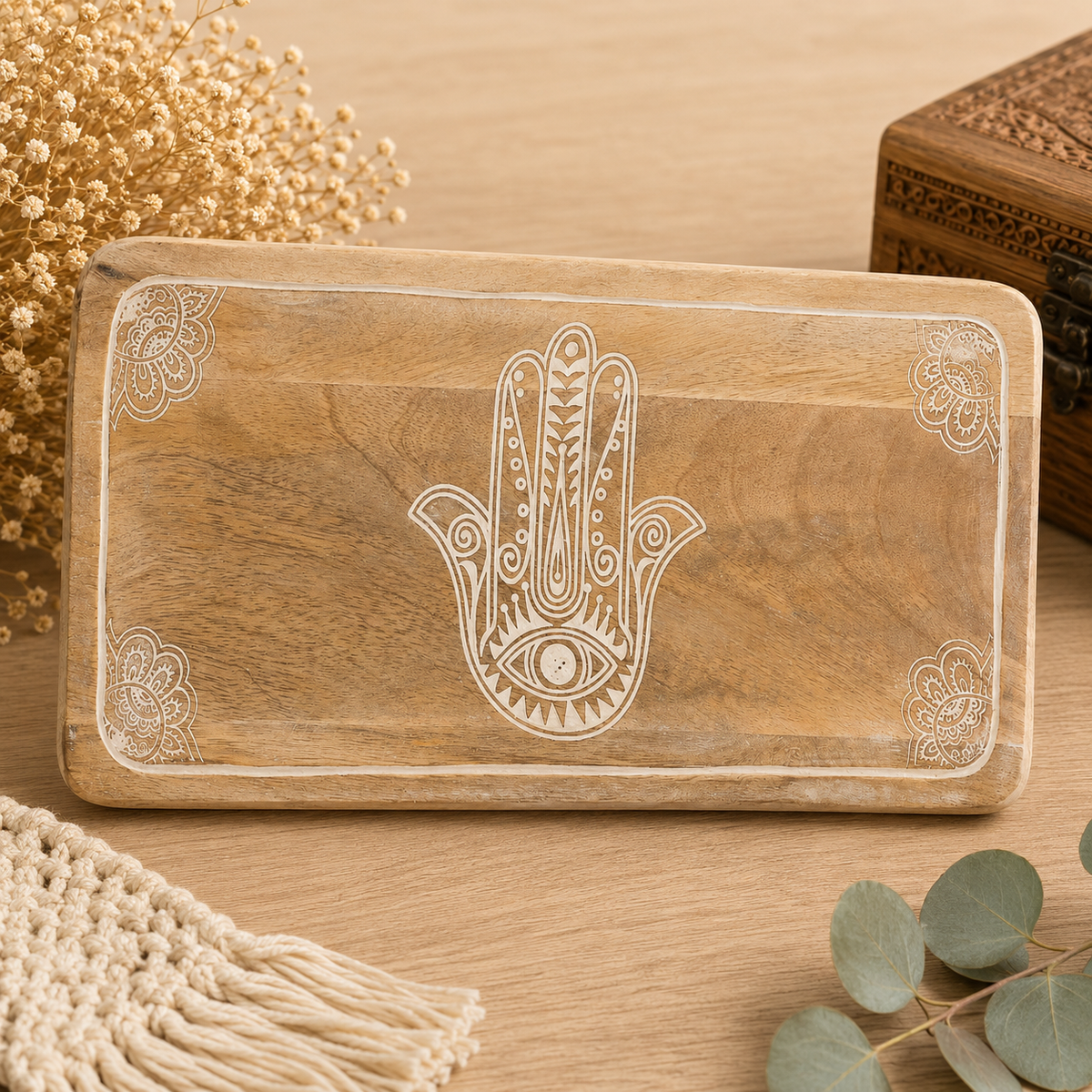 Plateau long en bois de manguier - 30 x 15 x 2,5 cm
