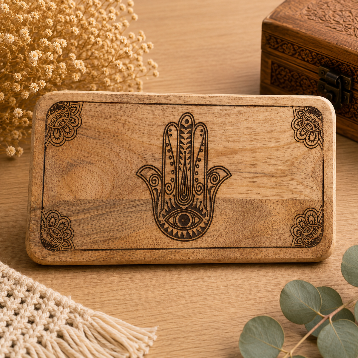 Plateau long en bois de manguier - 30 x 15 x 2,5 cm