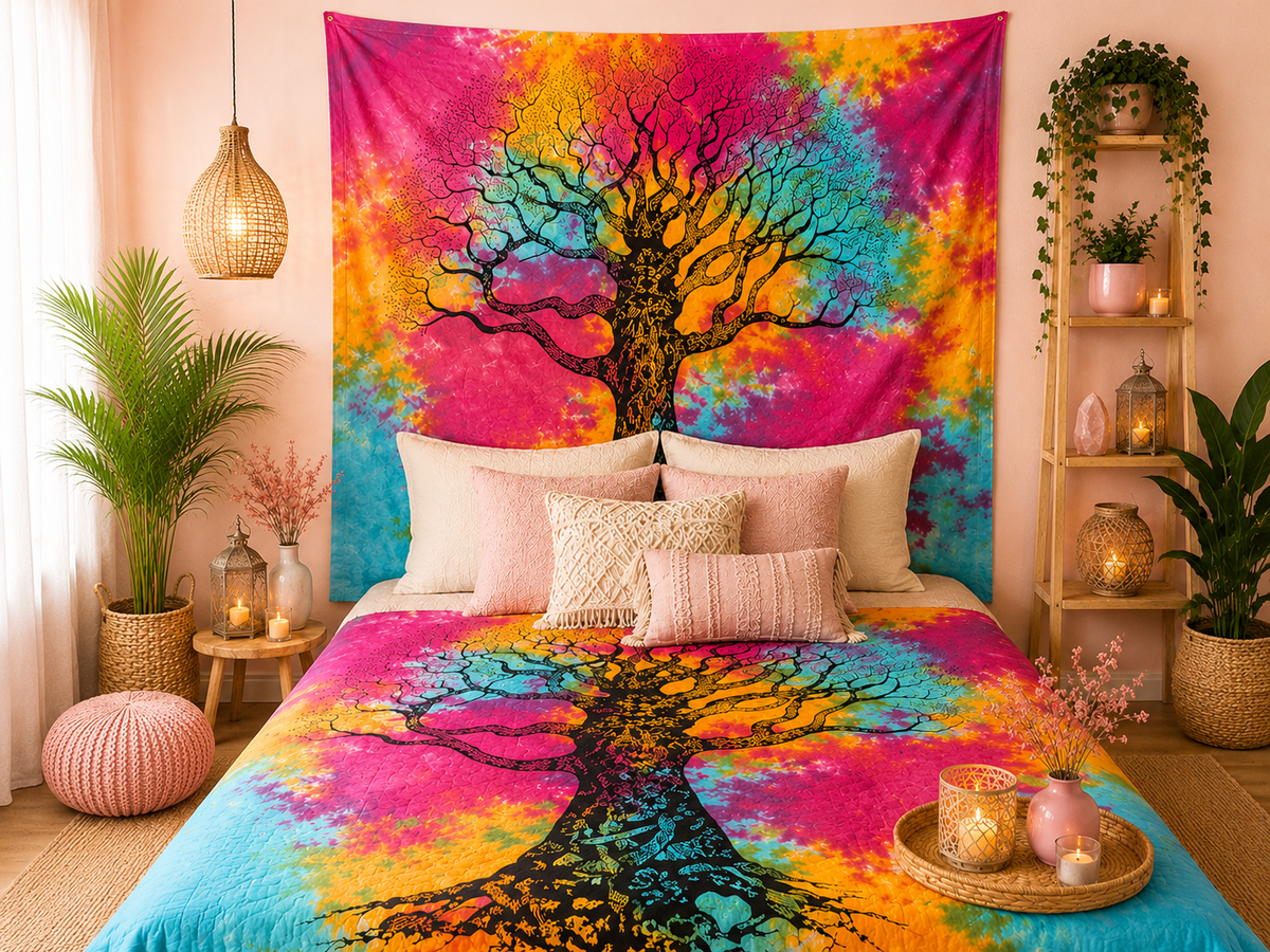 Couvre-lit ou Tenture murale en coton - Arbre d'Hiver (2 tailles)