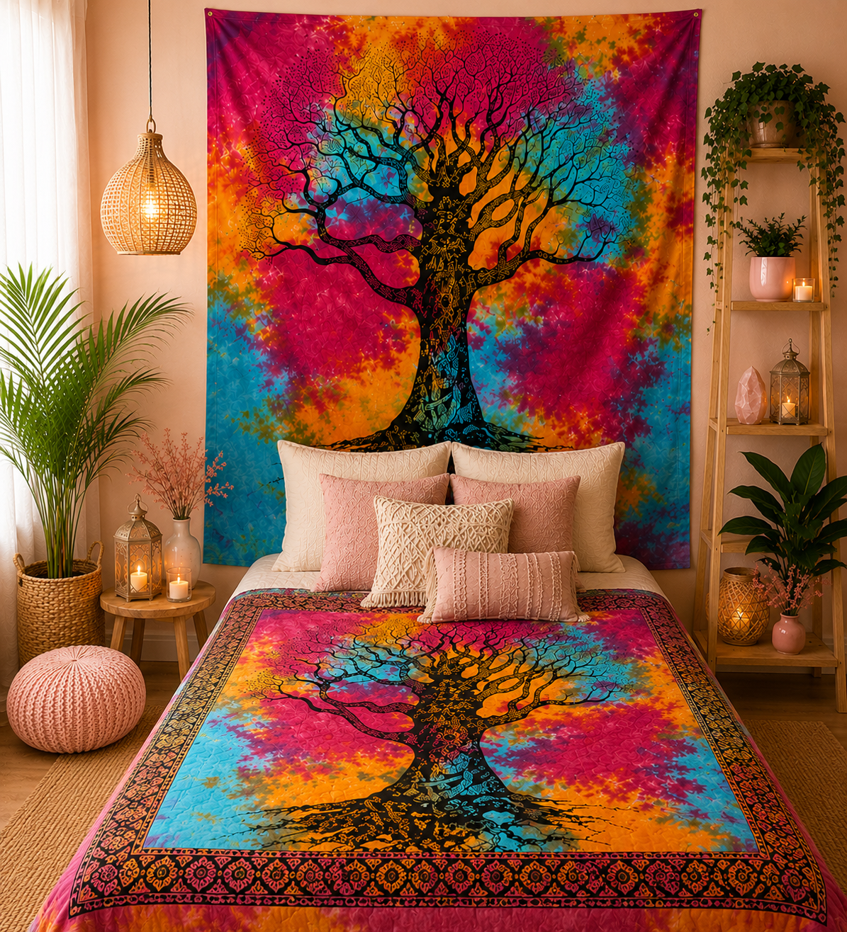 Couvre-lit ou Tenture murale en coton - Arbre d'Hiver (2 tailles)