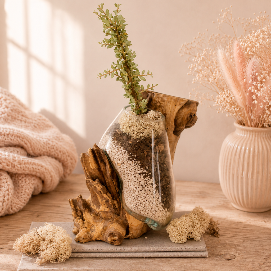 Vase en verre soufflé sur racine (plusieurs variantes)