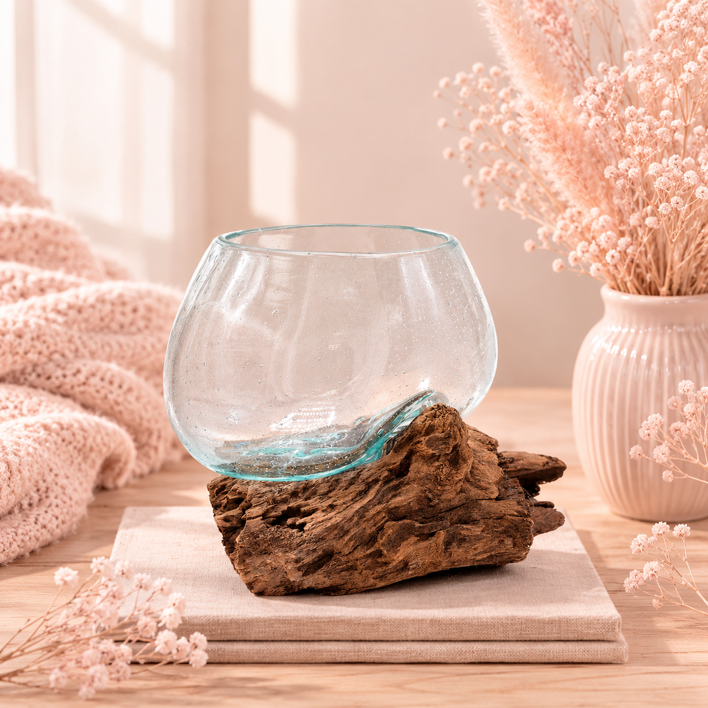 Vase en verre soufflé sur racine (plusieurs variantes)