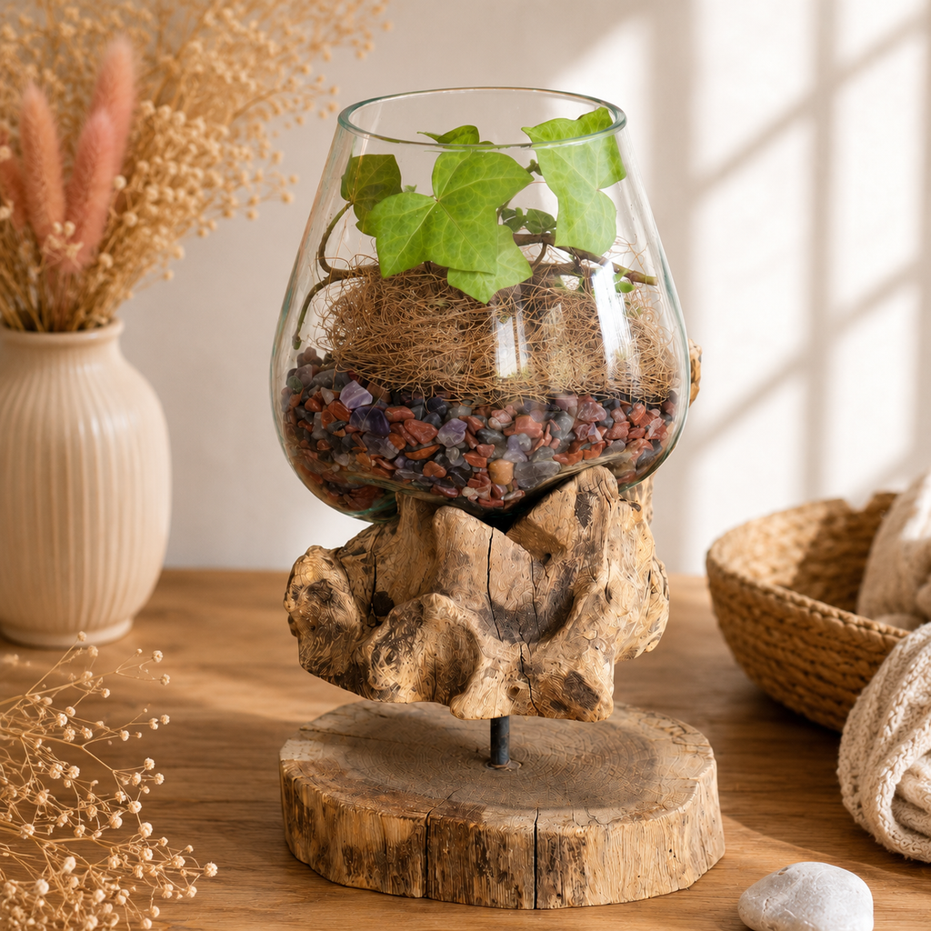 Verre sur bois avec support (plusieurs variantes)