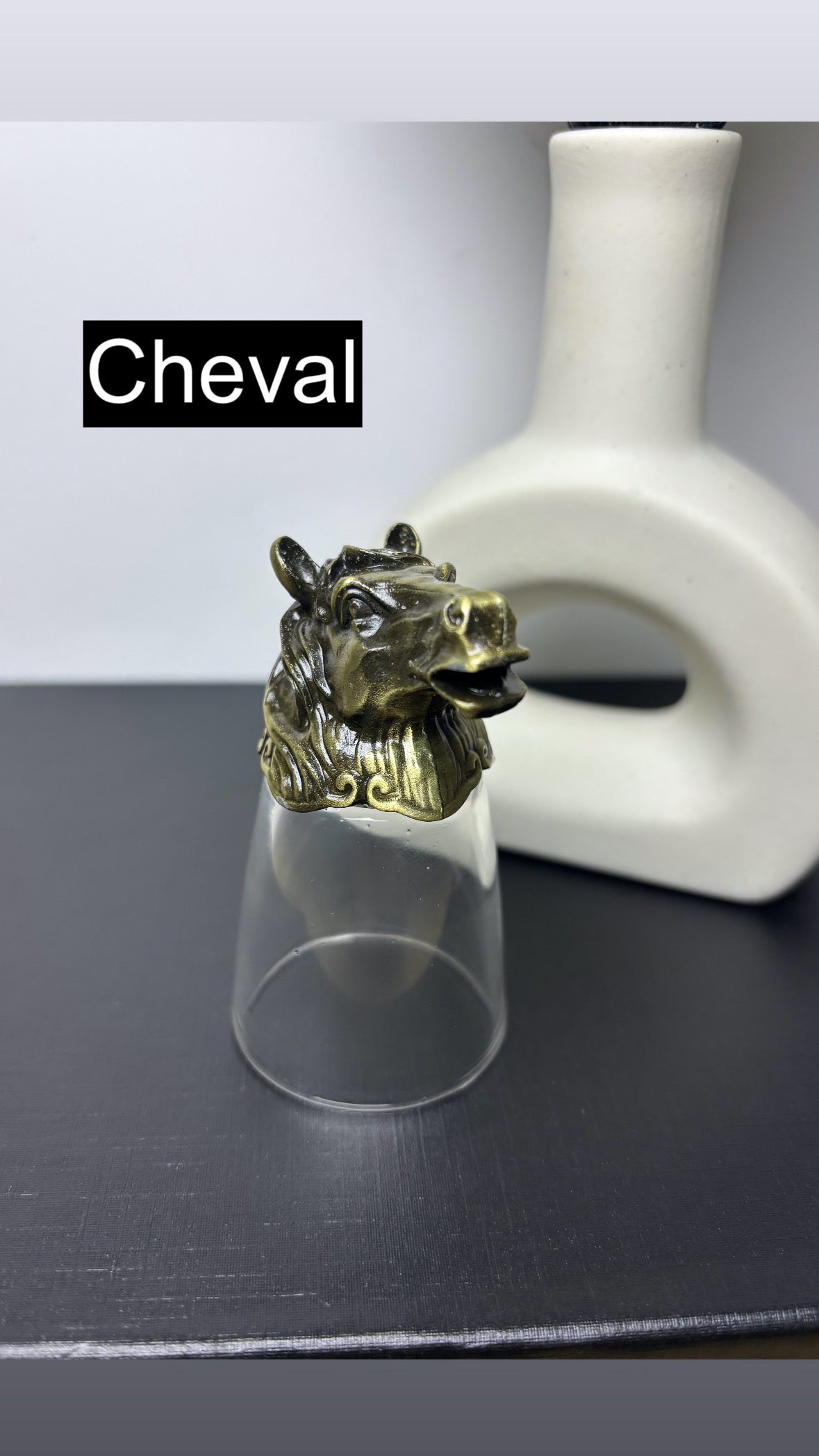 Coffret 12 verres à shot (25 ml) - Créatures du zodiaque chinois - Bronze antique (vente à l'unité)