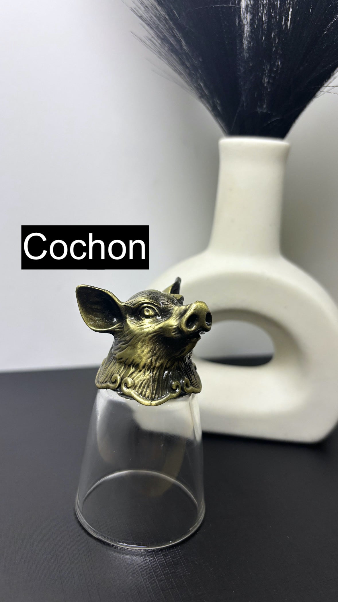 Coffret 12 verres à shot (25 ml) - Créatures du zodiaque chinois - Bronze antique (vente à l'unité)