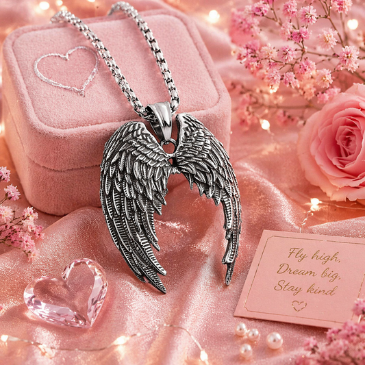 Collier vintage avec ailes d'ange pour homme