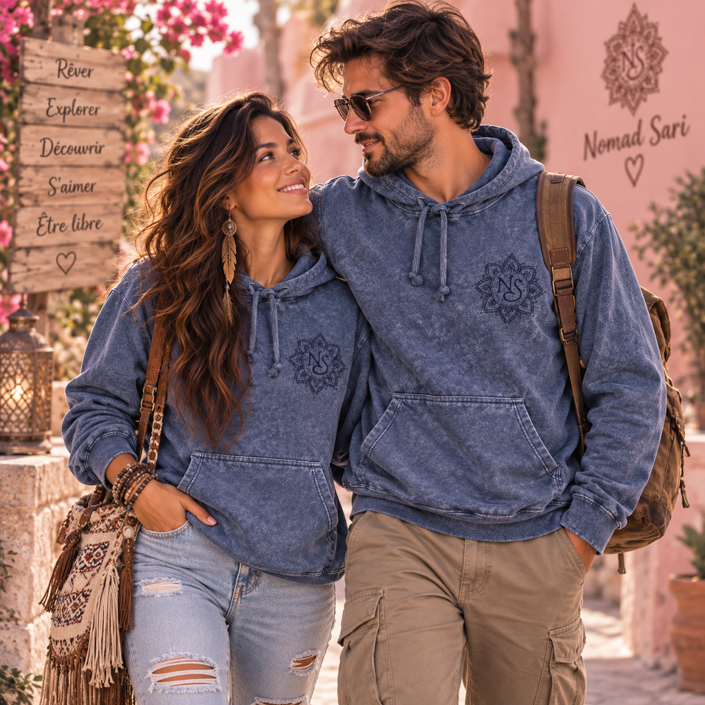 Sweat à Capuche Nomad Sari Lavande – Douceur Bohème & Esprit Libre (4 tailles)