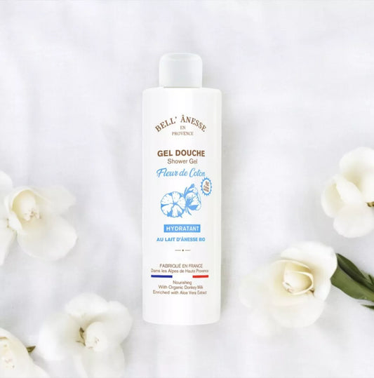 Gel douche au lait d'ânesse bio et à la fleur de coton