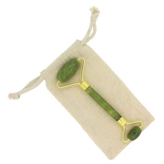 Roll-on visage en pierre de Jade Vert + housse en lin