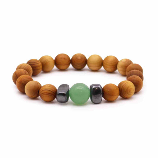 Bracelet en Bois de cèdre et Cornaline pour homme