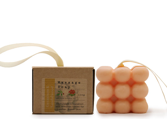 Savon de massage - GÉRANIUM & BOIS DE SANTAL - 170 g