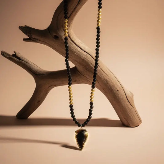 Collier en Obsidienne Noire avec Pendentif Pointe de Flèche