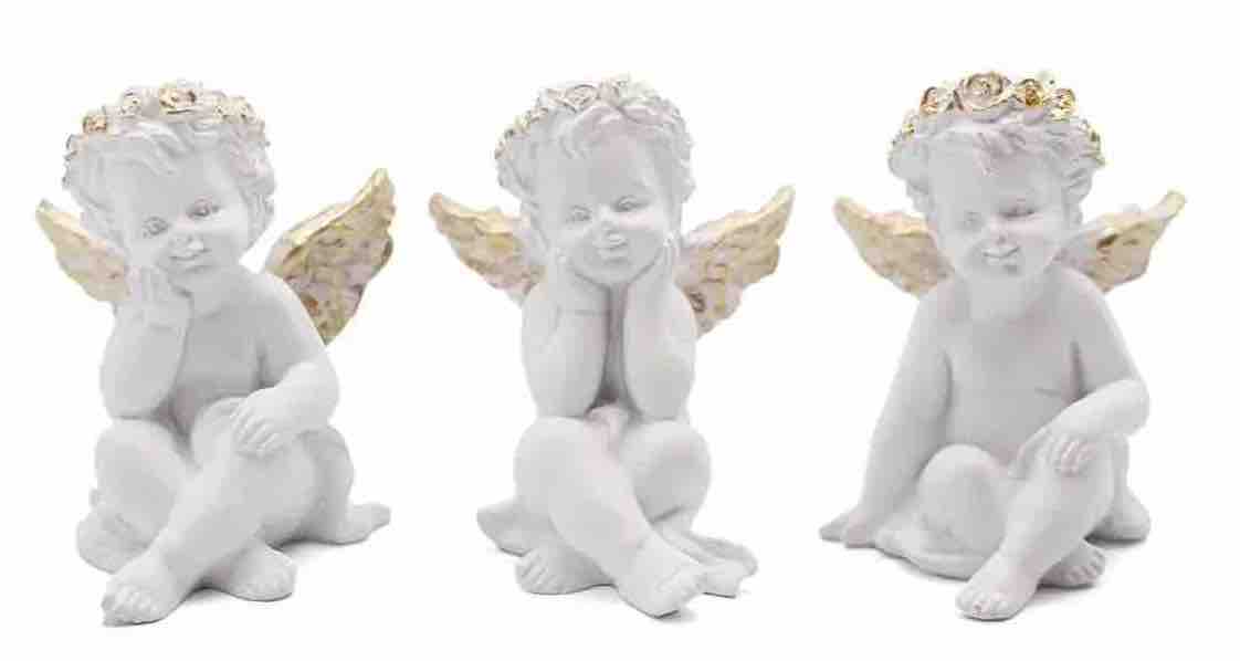 Lot de 3 anges assis – Tendresse, joie & sérénité - 6 cm